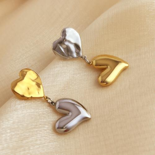 Stainless Steel Drop Earring 304 Stainless Steel Heart fashion jewelry & for woman 34mm Sold By Pair