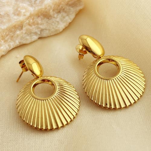 Stainless Steel Drop Earring 304 Stainless Steel fashion jewelry & for woman golden Sold By Pair