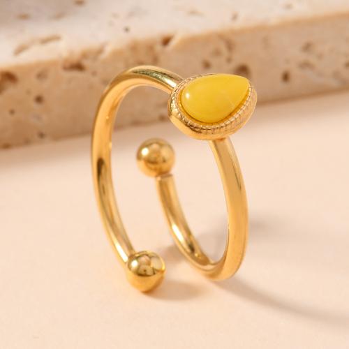 Stainless Steel Finger Ring 304 Stainless Steel with Glass Teardrop fashion jewelry & for woman diameter 17mm Sold By PC