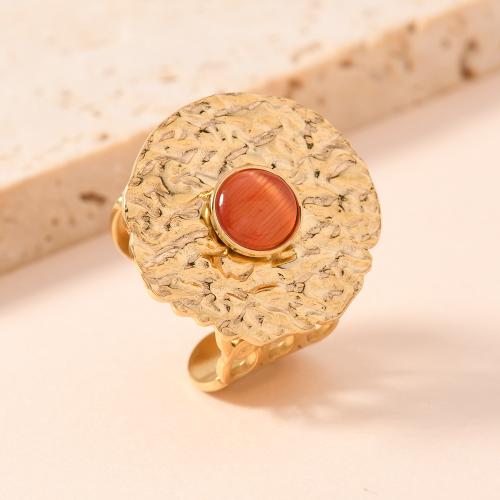 Vinger Ring in edelstaal, 304 roestvrij staal, met Glas, mode sieraden & voor vrouw, gouden, Verkocht door PC