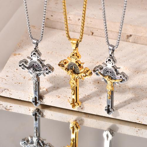 Stainless Steel Jewelry Necklace 304 Stainless Steel Cross fashion jewelry & Unisex 72mm Length Approx 60 cm Sold By PC