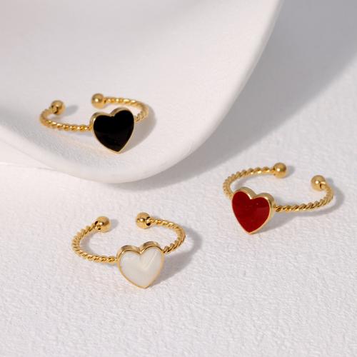 Enamel Stainless Steel Finger Ring 304 Stainless Steel Heart fashion jewelry & for woman Sold By PC