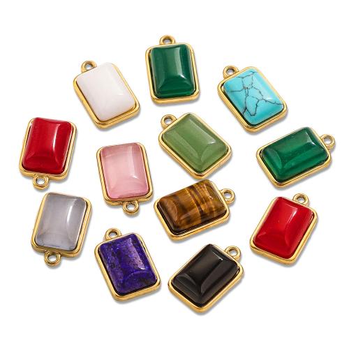 Stainless Steel Pendants 304 Stainless Steel with Gemstone DIY golden Sold By Bag