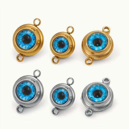 Evil Eye Liitin, 304 Stainless Steel, kanssa Akryyli, tee-se-itse & erikokoisia valinnalle & eri tyylejä valinta, enemmän värejä valinta, 5PC/laukku, Myymät laukku