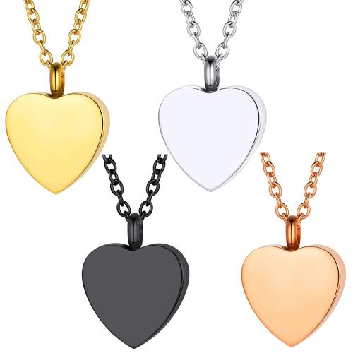 304 Stainless Steel Cinerary Casket Necklace Heart Vacuum Ion Plating Unisex Length Approx 55 cm Sold By PC