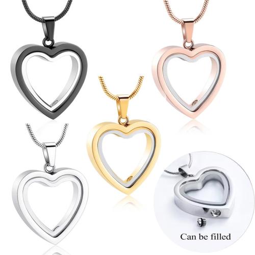 304 Stainless Steel Perfume Bottle Necklace Heart Vacuum Ion Plating fashion jewelry & for woman Sold By PC