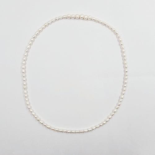 Natural Freshwater Pearl Necklace Rice fashion jewelry & for woman white Length Approx 24 Inch Sold By PC