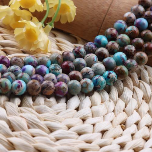 Gemstone Jewelry Beads Impression Jasper Round DIY mixed colors Sold Per Approx 38 cm Strand