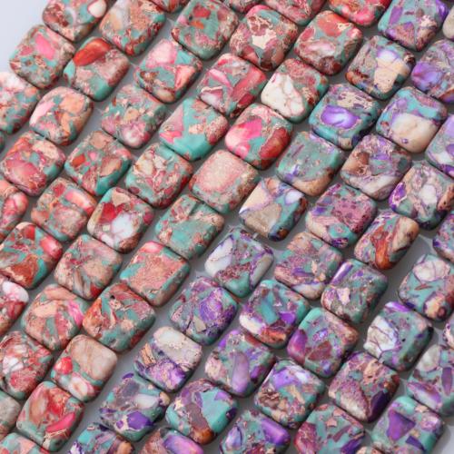 Gemstone Jewelry Beads Impression Jasper Square DIY 14mm Approx Sold Per Approx 38 cm Strand