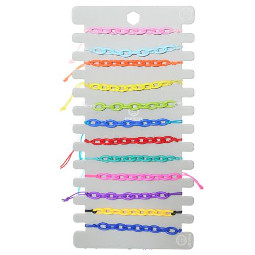 Pulseras de resina, con Cordón de nudo, Bricolaje & para mujer, multicolor, longitud 31 cm, 12PCs/Set, Vendido por Set