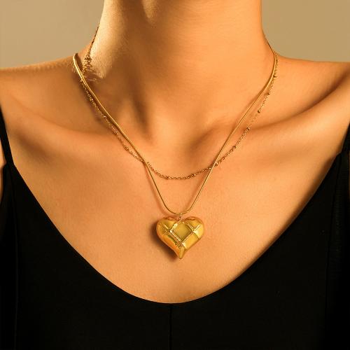 Stainless Steel Jewelry Necklace 304 Stainless Steel Heart gold color plated & for woman Sold By PC