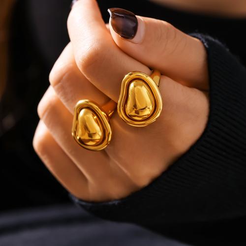 Vinger Ring in edelstaal, 304 roestvrij staal, gold plated, voor vrouw, Verkocht door PC