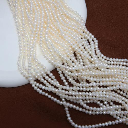 Natural Freshwater Pearl Loose Beads Slightly Round DIY white 3-4mm Sold Per Approx 38 cm Strand