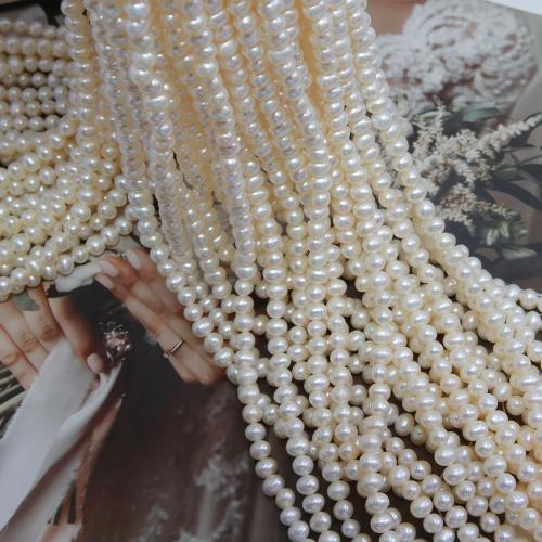 Natural Freshwater Pearl Loose Beads Slightly Round DIY white 4mm Sold Per Approx 38 cm Strand