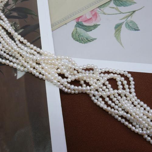 Natural Freshwater Pearl Loose Beads Slightly Round DIY white 3.50mm Sold Per Approx 38 cm Strand