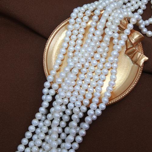 Natural Freshwater Pearl Loose Beads Slightly Round DIY white mm Sold Per Approx 38 cm Strand