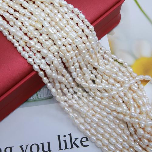 Rice ferskvandskulturperle Beads, Ferskvandsperle, Ris, du kan DIY, hvid, about:4-5mm, Solgt Per Ca. 38 cm Strand