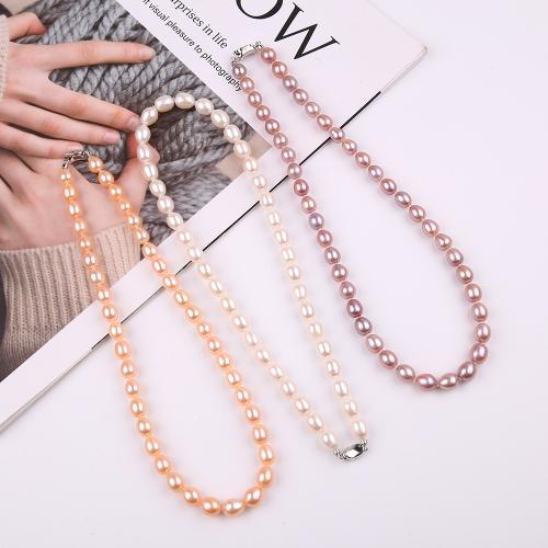 Natural Freshwater Pearl Necklace Rice fashion jewelry mm Length Approx 40 cm Sold By PC