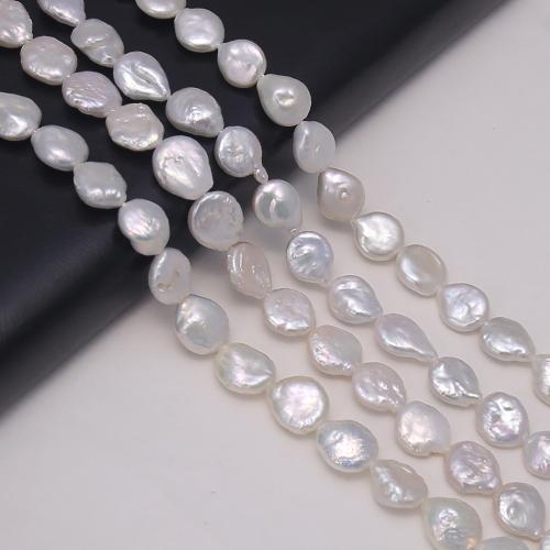 Coin Kulturan Slatkovodni Pearl perle, Novčić, možete DIY, bijel, 14mm, Prodano Per Približno 38 cm Strand