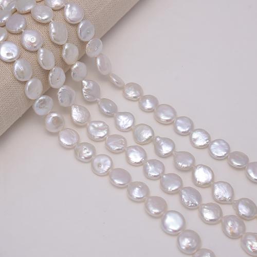 Coin Kulturan Slatkovodni Pearl perle, Novčić, možete DIY, bijel, about:13-14mm, Prodano Per Približno 38 cm Strand