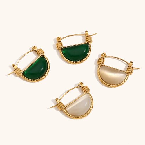 Cruach dhosmálta Lever Back Earring, 304 Cruach dhosmálta, le Agate, 18K ór plátáilte, jewelry faisin & do bhean, dathanna níos mó le haghaidh rogha, Díolta De réir Péire