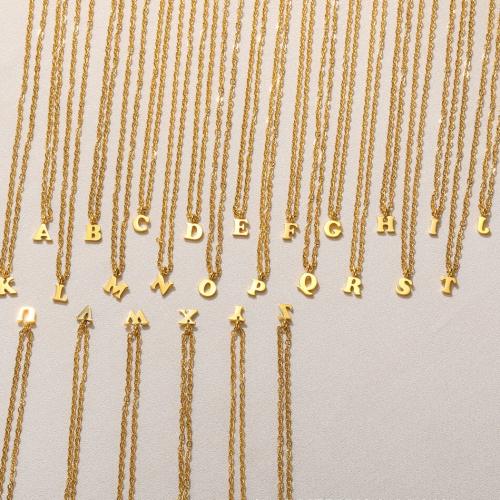 Stainless Steel Jewelry Necklace 304 Stainless Steel with 7cm extender chain Alphabet Letter 18K gold plated fashion jewelry & for woman Length 38 cm Sold By PC