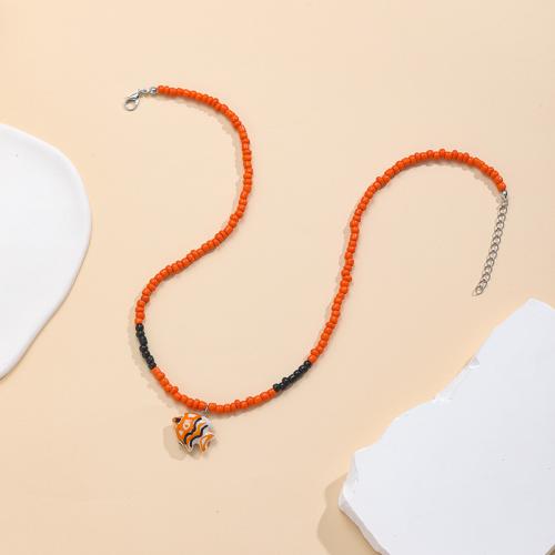 Collier acrylique, avec porcelaine, avec 5cm chaînes de rallonge, fait à la main, bijoux de mode & styles différents pour le choix & pour femme, plus de couleurs à choisir, Longueur 45 cm, Vendu par PC