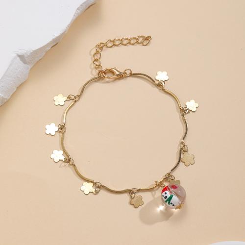 Christmas Holiday Bracelet Zinc Alloy with Glass with 5cm extender chain plated fashion jewelry & Unisex golden Length 17.5 cm Sold By PC