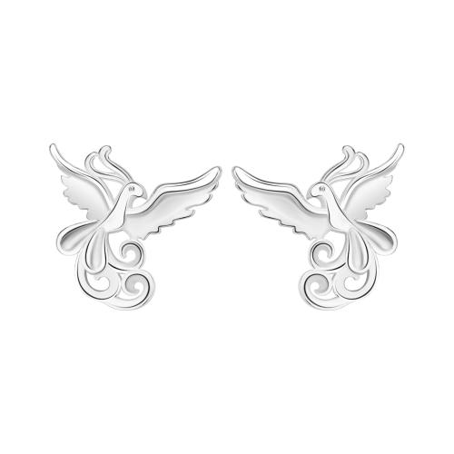 Sterling Silver Juvelyrika Auskarai, 925 Sterling Silver, Phoenix, moters, daugiau spalvų pasirinkimas, 7.20x7.50mm, Pardavė Pora