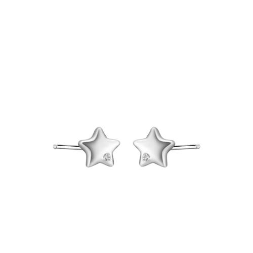 Cubic Zirconia Micro Pave Sterling Silver Örhänge, 925 Sterling Silver, Star, micro bana cubic zirconia & för kvinna, silver, 4.90x4.90mm, Säljs av Par