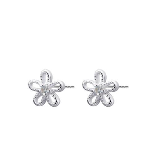 925 Sterling Silver Stud Earrings petals for woman silver color Sold By Pair