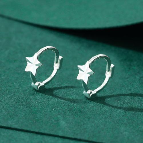 925 Sterling Silver Lever Back Earring Star & for woman silver color The outer diameter is about 9.5mm Sold By Pair