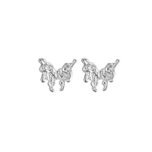 925 Sterling Silver Stud Earrings Butterfly for woman silver color Sold By Pair