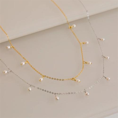 Stainless Steel Jewelry Necklace 304 Stainless Steel with Plastic Pearl plated for woman Sold By PC