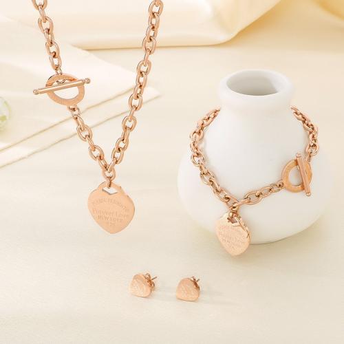 Stainless Steel Jewelry Necklace 304 Stainless Steel Heart Vacuum Ion Plating & for woman Sold By PC