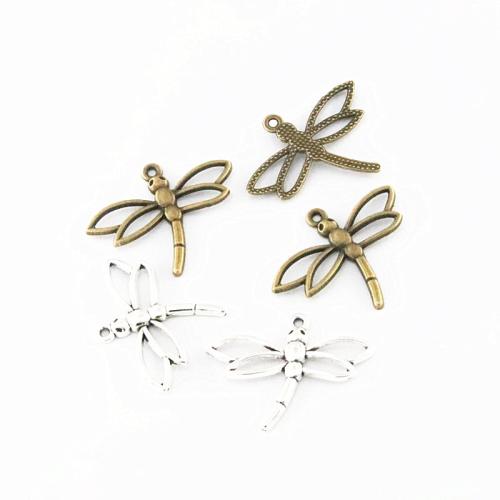 Zinc Alloy Animal Pendler, Dragonfly, forgyldt, du kan DIY, flere farver til valg, 26x33mm, 50pc'er/Bag, Solgt af Bag