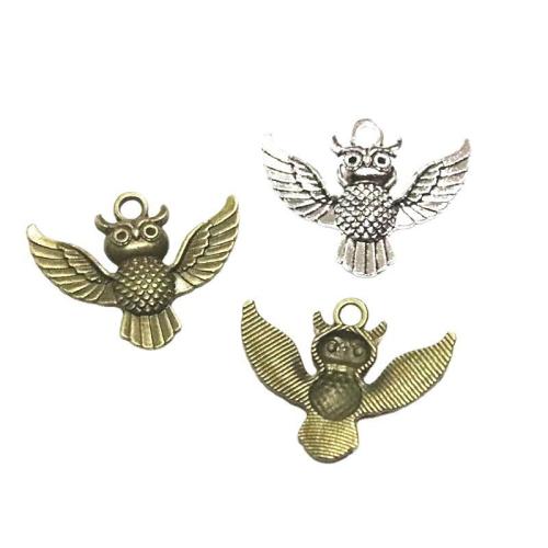 Zinc Alloy Animal Pendler, Owl, forgyldt, du kan DIY, flere farver til valg, 23.70x30mm, 60pc'er/Bag, Solgt af Bag