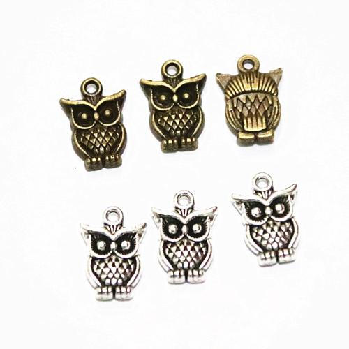 Zinc Alloy Animal Pendler, Owl, forgyldt, du kan DIY, flere farver til valg, 16.70x11.90mm, 100pc'er/Bag, Solgt af Bag