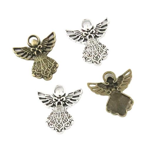 Zinc Alloy Pendler, Angel, forgyldt, du kan DIY, flere farver til valg, 23.30x26mm, 60pc'er/Bag, Solgt af Bag