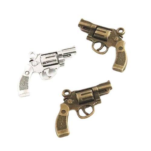 Zinc Alloy Gun riipukset, Sinkkiseos, Ase, päällystetty, tee-se-itse, enemmän värejä valinta, 24x30mm, 50PC/laukku, Myymät laukku