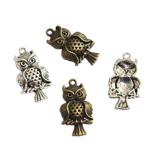 Zinc Alloy Animal Pendler, Owl, forgyldt, du kan DIY, flere farver til valg, 30.90x17mm, 50pc'er/Bag, Solgt af Bag