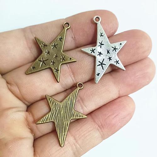 Cink Alloy Star Privjesak, Zvijezda, pozlaćen, možete DIY, više boja za izbor, 28x21mm, 50računala/Torba, Prodano By Torba