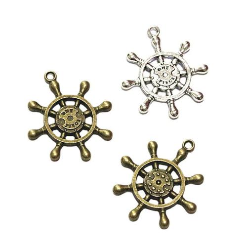 Zinc Alloy Ship Wheel & Anchor Pendentif, alliage de zinc, roue de bateau, Placage, DIY, plus de couleurs à choisir, 34.50x39mm, 20PC/sac, Vendu par sac