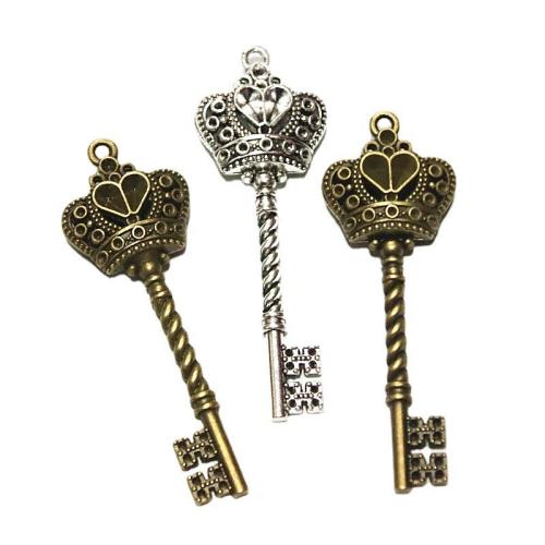 Zinc Alloy Key riipukset, Sinkkiseos, Avain, päällystetty, tee-se-itse, enemmän värejä valinta, 20x61mm, 30PC/laukku, Myymät laukku