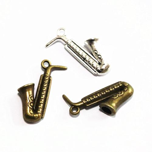 Musical Instrument Shaped Zinc Alloy Pendler, Musikinstrument, forgyldt, du kan DIY, flere farver til valg, 21x27mm, 60pc'er/Bag, Solgt af Bag