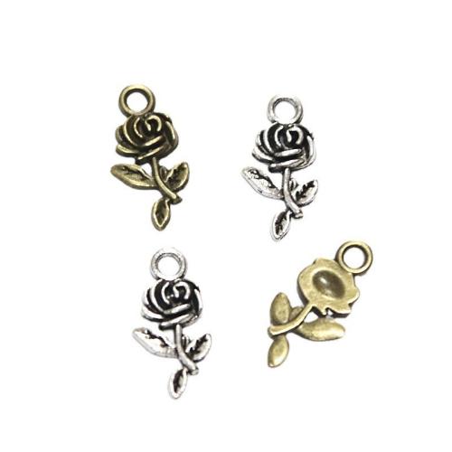 Zinc Alloy Flower Pendler, forgyldt, du kan DIY, flere farver til valg, 10.50x21mm, 100pc'er/Bag, Solgt af Bag