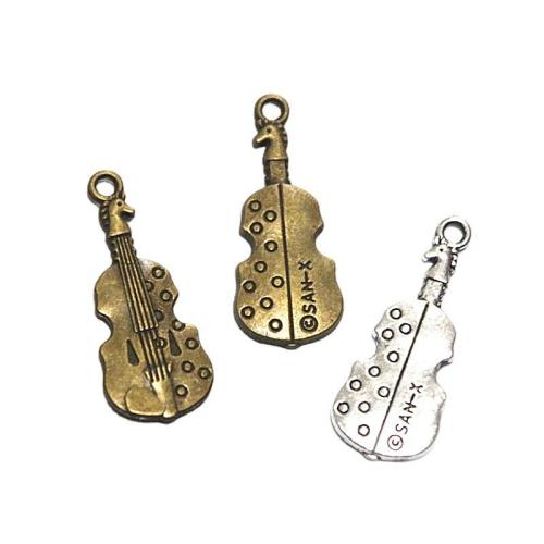 Instrumento musical en forma de colgantes de la aleación de Zinc, guitara, chapado, Bricolaje, más colores para la opción, 12.50x30.50mm, 60PCs/Bolsa, Vendido por Bolsa