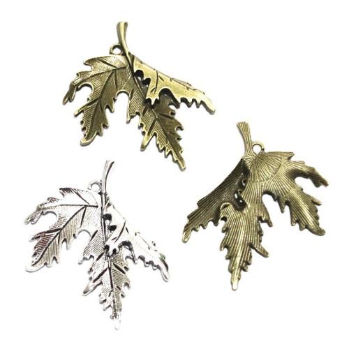 Cink Alloy Leaf Privjesci, Javorov list, pozlaćen, možete DIY, više boja za izbor, 54.60x45mm, 20računala/Torba, Prodano By Torba