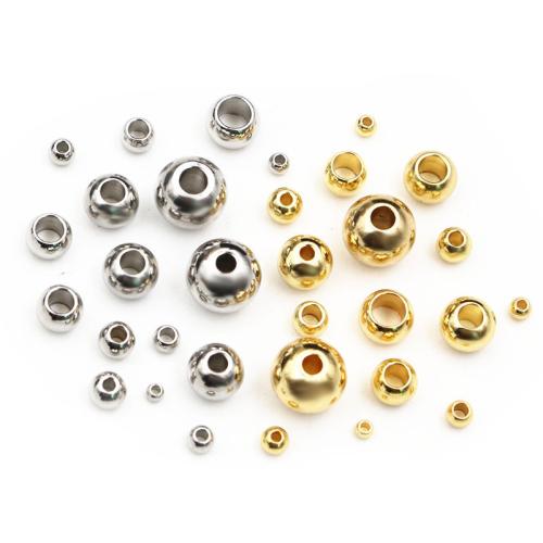 Stainless Steel Beads Round plated Sold By PC