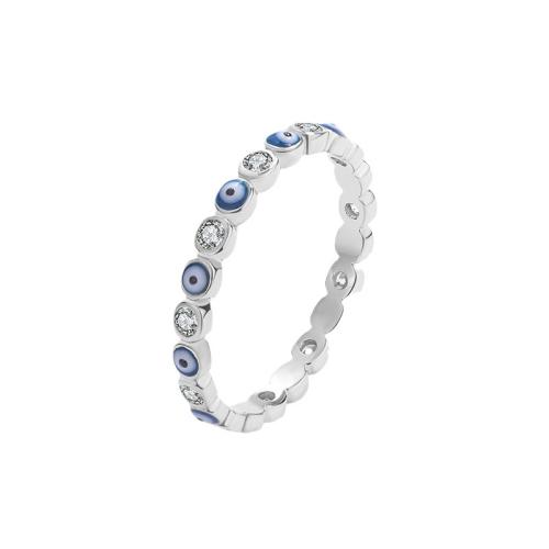 925 Sterling Silver Finger Ring Evil Eye & micro pave cubic zirconia & for woman & enamel US Ring Sold By PC